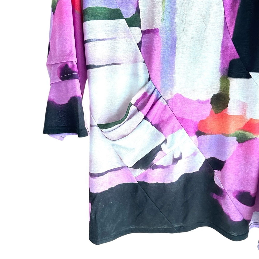 Damee Fluid Print 3/4 Sleeve Tunic Top Size Large - Picture 4 of 7